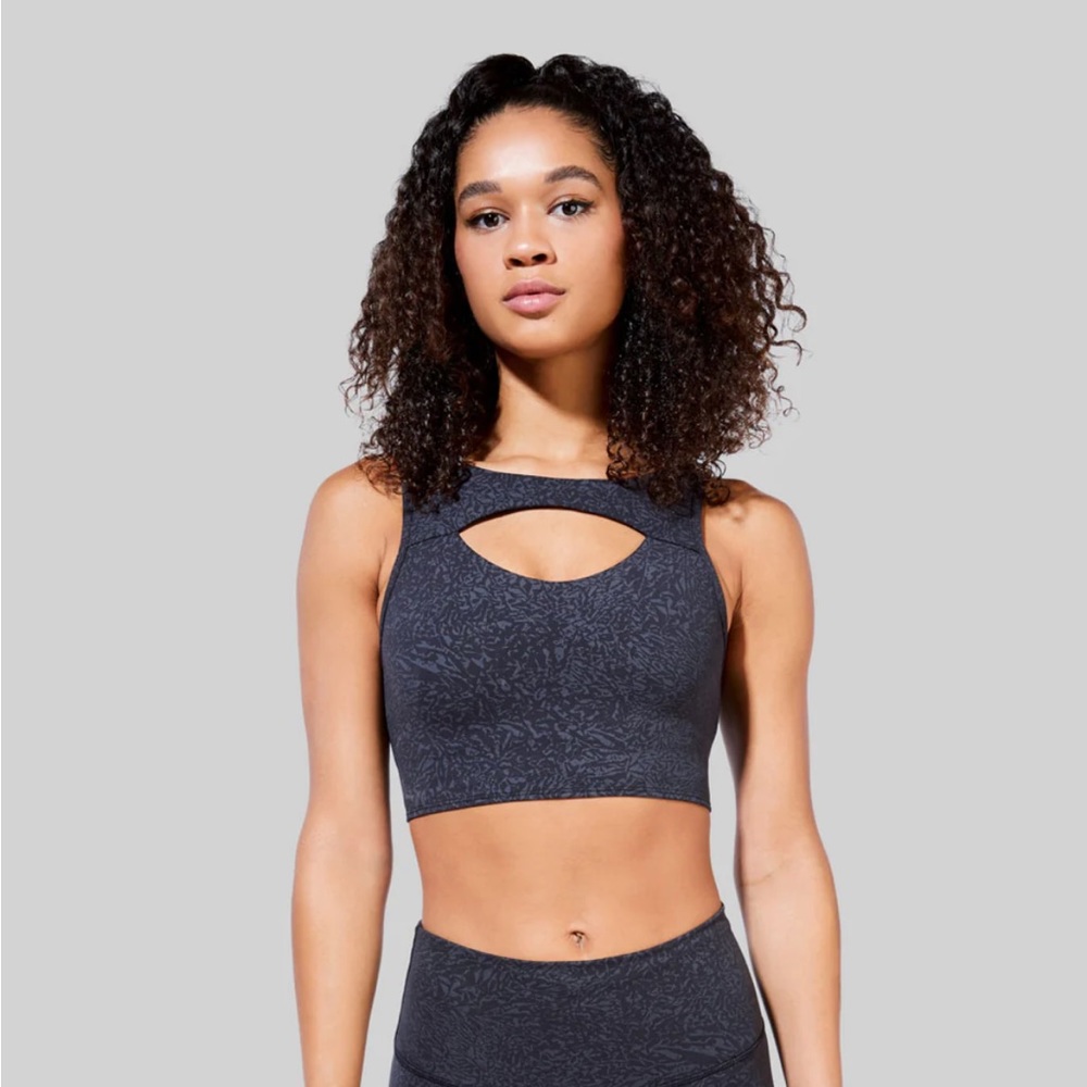 Lululemon Everlux Cut-out Train/Sports Bra in Black Crunch 90s Print Size 6